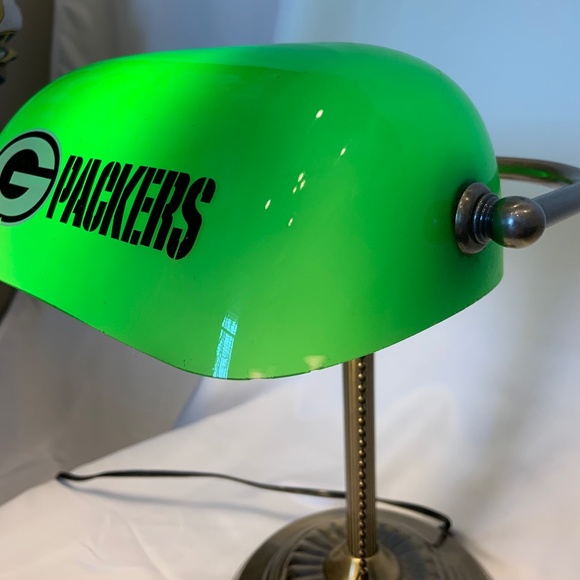 RARE Vintage Green Bay Packers 'G' Logo NFL Bankers Desk Lamp Tested & Working - Picture 4 of 16